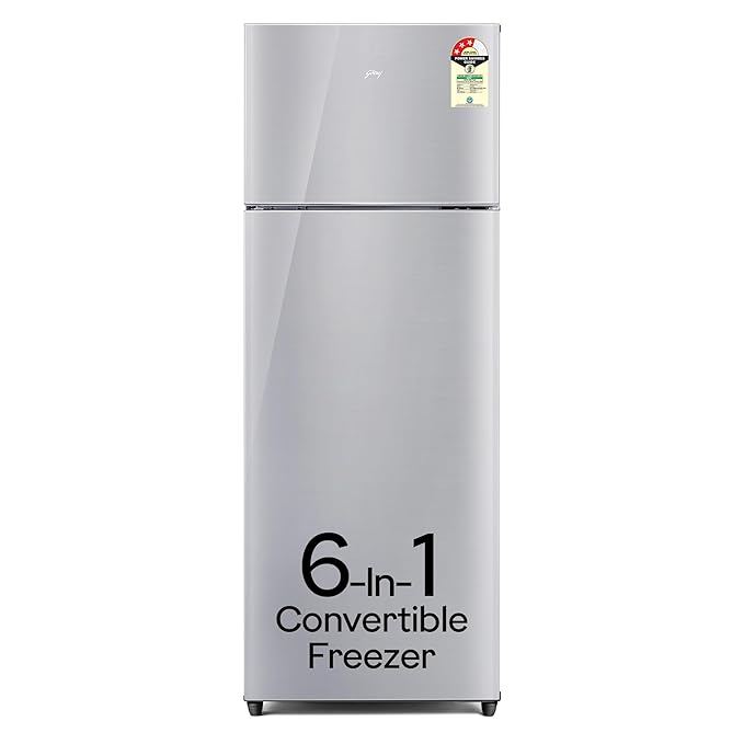 Godrej 223 L 3 Star Convertible Freezer 6-In-1 | AI Powered | Smart Defrost | 95%+ Food Surface Disinfection | Inverter Frost Free Double Door Refrigerator (RT EONVALOR 260C RCIF ST RH, Steel Rush) Visit the Godrej Store